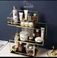Cosmetic storage box transperant makeup organizer 3 tier glass trays. 