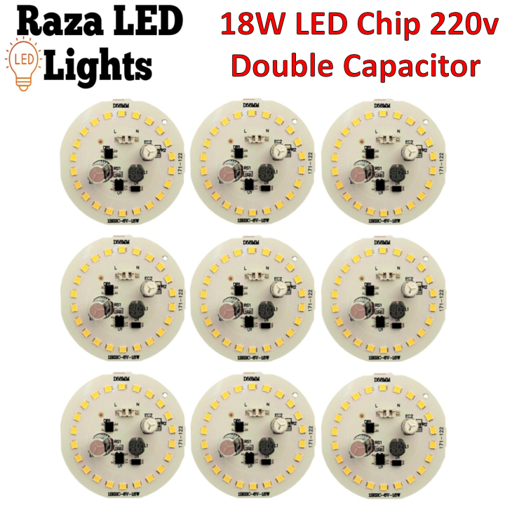 4/8 Pieces 18W LED Chip Double Capacitor Driverless High Brightness AC 220V input - White