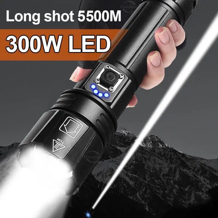 Most Powerful LED High Brightness Flashlight USB Rechargeable Torch Light High Power, water Proof  Wear Resistance Flashlight Tactical Lantern Long Shot Hand Lamp For Camping