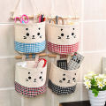 Plaid Dots Print Kitchen Wall Hanging Organizer Pocket Holder Storage Bag. 