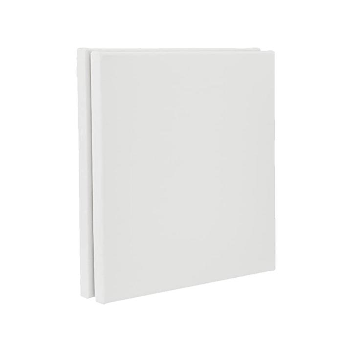 EASE Pack of 2 Medium Grain Stretched Painting Canvas with Wooden Frame, 12 x 12 inch, Set of 2 for Painting and Art Work