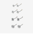 Pure Silver (chandi) Nose Pin with Multi-color Small (2 MM) Stones For Women. 