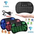 2.4Ghz i8 Mini Wireless Keyboard 2.4GHz with Touchpad & LED Backlit | USB Rechargeable Handheld Remote for Smart TV, Android TV Box, PC, Raspberry Pi & Laptop - Wireless, Numeric Keypad, Plug and Play, Multimedia Keys, Spill Resistant, Touchpad. 