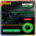 LED Green Neon Light Strip For Car Dashboard Gaps (2 Meters / 6.5 Feet's) Ambient Lights (EL Wire). 