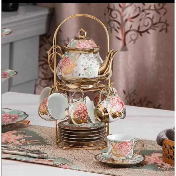 14 pieces Important Quality Tea Set With Metal stand