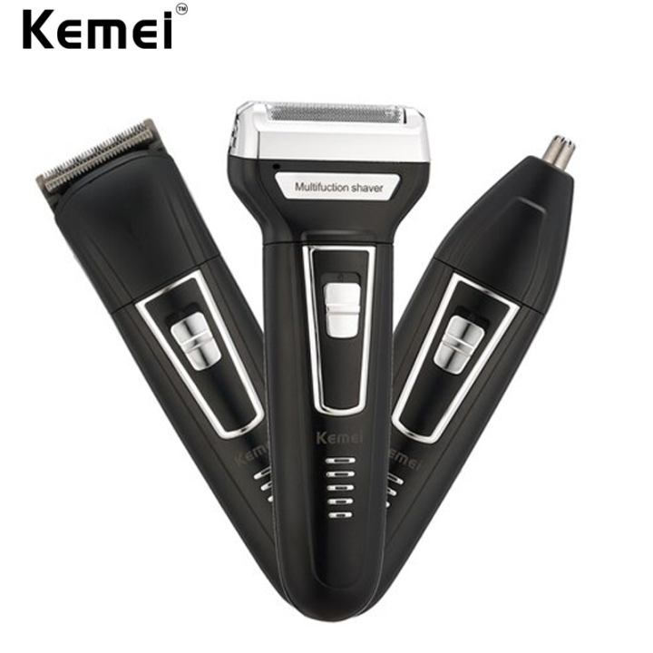 KM 6558 3 in 1 Multi-Function Trimmer, Shaver & Nose Hair Remover – Cordless Rechargeable 3-in-1 Grooming Kit for Men
