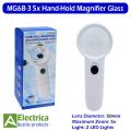 MG6B-3 5x 50mm Zoom Hand-Hold Magnifier Glass With Two LED Lights Exclamation Mark type Magnifier Battery not included by Electrica. 