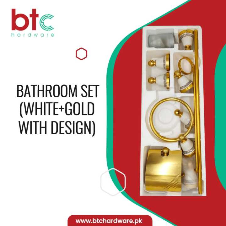 Heavy Duty Aluminum 7 Pcs Bathroom Set in Adhesive Design