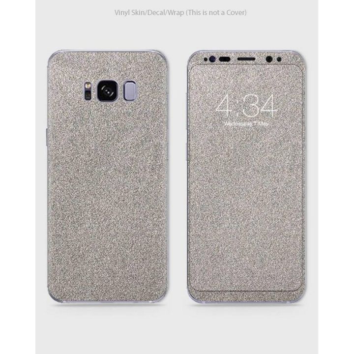 Samsung S8 Phone Skin Front Back And Sides Grey Suede Leather Velvet Texture Skin