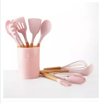 Kitchen%20Utensil%20Set%2010%20PCS%20Cooking%20Utensils%20With%20Plastic%20Utensil%20Holder,%20Non-stick%20Silicone%20and%20Heat%20Resistant%20Wooden%20Utensils%20-%20Image%204