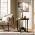 2-Tier End Table, Round Side Table Nightstand with Curved Metal Legs. 