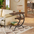 Customised C-Shaped End Table, Industrial 3-Tier Side Table for Small Space. 