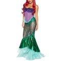Women's Mermaid Party Costume, Strapless Tube Tops Ruffle Sequin Long Tail Cosplay Fancy Dress. 