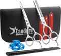 CANDURE Professional Barber Thinning Hair Scissors Kit for Hairdressers Barbers Stainless Steel Cutting Saloons Kits Gifts with Comb Black Silver Color 5.5” inch Salon Tailors Men Women Children Beauty Export Best Quality Packing Hand tool Snips Scissors. 