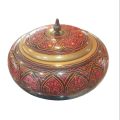 Wooden candy jar round shape naqshi work. 
