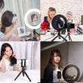 Petdal 8 inch LED Ring Light With Tripod Stand and Phone Holder, Dimmable 3 Color Modes & 10 Brightness USB Powered Desk Selfie Makeup Ring Light for Live Streaming, YouTube, Video Shooting, Vlog. 