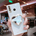 For Huawei P30 Lite Cover with Makeup Mirror Shiny Plating Square Bumper Girls Phone Case Soft TPU Silicone Shockproof Protective Back Cover. 