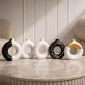Donut Shape Ceramic Vase, Modern Luxury Home Decor, Perfect for Fresh or Artificial Flowers. 