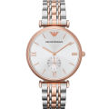 Emporio Armani Two-tone Stainless Steel Silver Dial Quartz Watch for Ladies - AR1677. 