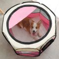 Portable Folding Pet Tent Dog House Octagonal Cage For Cat Tent Playpen Puppy Kennel Easy Operation Fence Outdoor Big Dogs House     37X58CM open 90X90X60CM. 