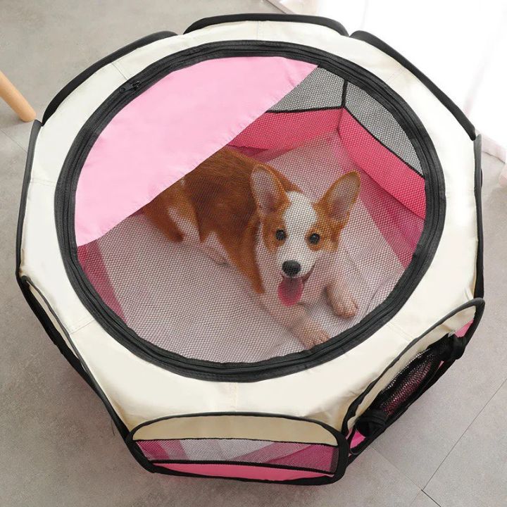Portable%20Folding%20Pet%20Tent%20Dog%20House%20Octagonal%20Cage%20For%20Cat%20Tent%20Playpen%20Puppy%20Kennel%20Easy%20Operation%20Fence%20Outdoor%20Big%20Dogs%20House%20%20%20%20%2037X58CM%20open%2090X90X60CM%20-%20Image%203