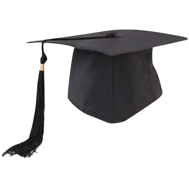 Black Graduation Cap with Yellow Tassel - Customizable for College & University
