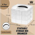 Stackable Storage Box Organizer 3, 4, 5 Layers (18, 24, 30 Sections), Jewelry Box. 