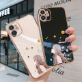 TA for Vivo V25 5G / V25E Back Cover + Free Lanyard Charming Girl Luxury 6D Plating Case Side Pattern Soft Silicone Square Phone Cases. 