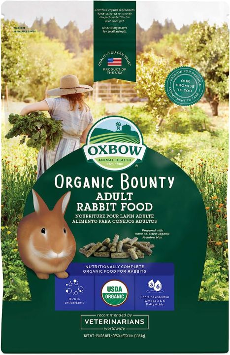 Oxbow Animal Health Organic Bounty Adult Rabbit Food - All Natural Rabbit Food - 500 grams pack
