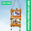 Parrot Toys, Bird Toys, Cage Accessories for Birds – 8-in-1 Bird Toys Set with Parrot Swing, Parrot Ladder, Bird Toys for Parrot, Bird Toys Pack, Bird Toys Wooden Ladder, Parrot Swing Ladder for Budgies, Lovebirds, Cockatiels, Finches. 