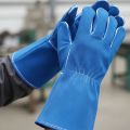 Blue Leather Welding Gloves | Heat-Resistant PPE Safety Gloves for Heavy-Duty Industrial Work. 