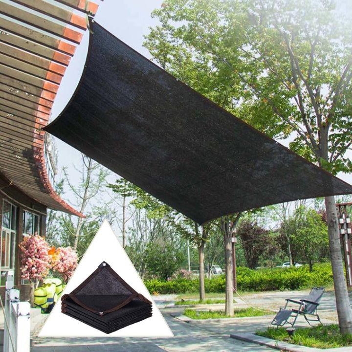 Black color Sun shade net ,high quality, with loops & rings on every 3 feet distance on all sides and all sides double stitched with cotton nawar.