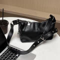 Star Pattern Gothic Handbag Casual Chic Y2K Aesthetic Korean Crossbody Bag Black Vintage Harajuku Purse for Women's Fashion Daily Matching Urban Outfit Trendy Look Accessorizing Outfits. 