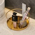 XHHDQES Gold Metal Makeup Organizer Shelf Storage Basket Round Wire Vanity Organizer Rack for Dresser Bathroom 21x9.5cm. 