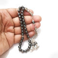 Sang e hadeed Stone Tasbeeh 33 & 100 Beads (Size 6MM) - Turkish Design Tasbih ( hematite ) muslim hadeed  e chini ( seeni ) zikr prayer Tasbeeh - handmade Rosary 6mm tasbi counter Stress Relaxation. 