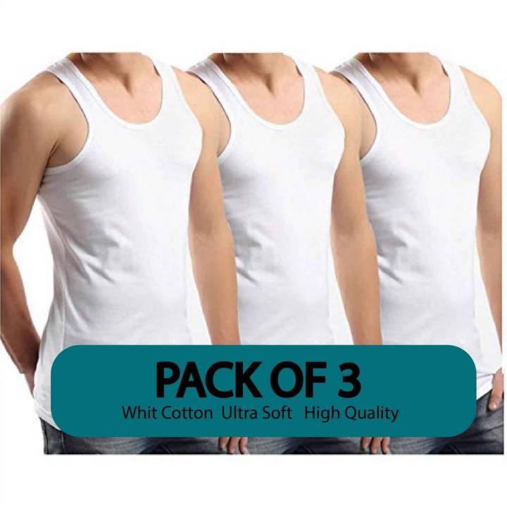 Pack of 3 Lily Luxury Cotton with Sleeves Vest Bunyan for Men
