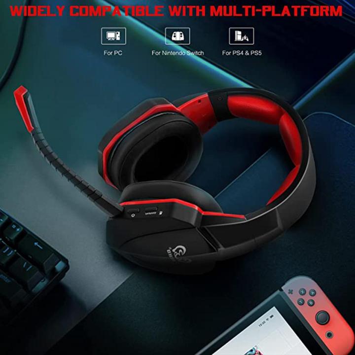 HUHD 2.4G Wireless Gaming Headset W Mic Stereo Gaming Headphones Deep Bass for PS5 PS4 XBOX ONE Gaming Console and PC Daraz.pk