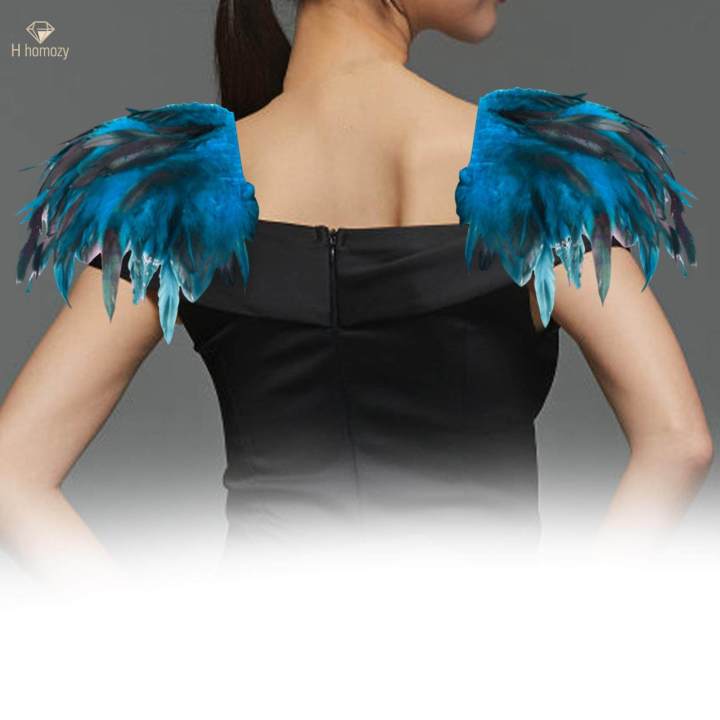 Feather Cape Shawl Gothic Layered Feather Shoulder Wrap Roles Play Dress up Collar for Festivals