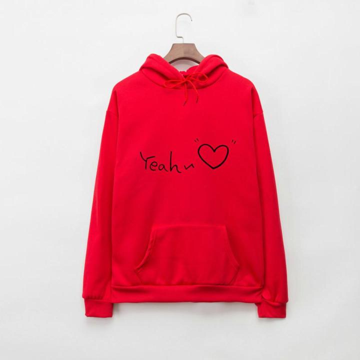 Yeah you cute printed couple best friends pullover hoodies