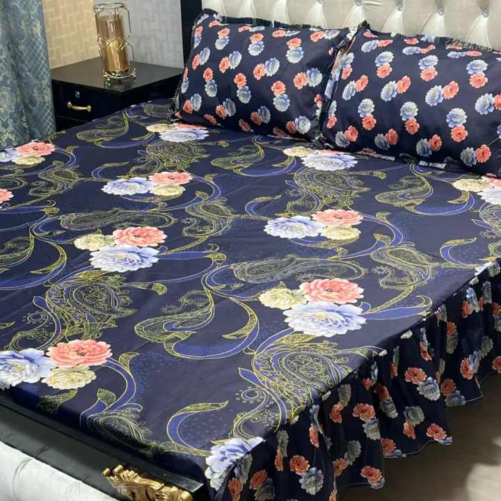 Elegant%20Floral/Leaf/Bamboo%20Pattern%20Cotton%20Bed%20Sheet%20Set%20-%20Soft%20Hypoallergenic%20Fabric%20-%20Double/Queen%20Size%20-%20Image%208