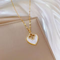 Tarnish Free Gold Plated No Fade Necklace for Women four-leaf flower Zircon Geometric Stainless Steel Clavicle Chain Necklace. 