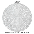 1PCS Round Placemats Restaurant Hollow PVC Decoration Meal Mat Anti-Hot Dining Table Line Mat Steak Plate Pad Silver. 