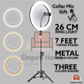 7 Feet Tripod Stand with 26 CM Selfie Ring Light & Mobile Phone Holder for Tiktok Videos Best Quality Metal Tripod Tiktok Light - Photography Kit. 