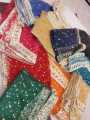 Net Dupatta 4 Side Gota Lase For Women Dyeable With Golden Lining And Border -  Net Dupatta for Girls / Ladies & Women - Chunri - Organza Dupatta in Black,  Red , White and More Different Colour - Stole - Scarf. 