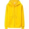 Yellow Fleece Full Sleeves Zipper Hoodie For Women. 