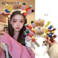 ECHIDNA Cute Cartoon Headband Adorable Cartoon Bear Plush Ball Hairband Colorful Anti-slip Headband for Styling Photo Props Cartoon Character Headband. 