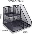 Metal File Rack with Desk Organizer, Multifunctional Desk Organizer, Office, School Desk Organizer Set, Office Accessories, Office Table Accessories Set, Metal Mesh File Rack, Desk Organizer Set, Metal Mesh Office Desk Organizer (1 Pcs). 
