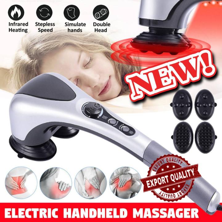 Double Heads Heating Body Massager – Electric Facial Deep Tissue Fitness Massage Stick – Head Neck Waist Leg Muscles Pain Relief Massage Hammer – Handheld Deep Tissue massage – Full body Tapping Massager - Body Shaping Exercise Massaging machine