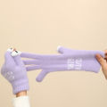 Riding Safety Gloves Cartoon Face Knitted Warm Touch Screen Gloves for Cycling Anti-slip Soft Elastic Warm Plush Gloves. 