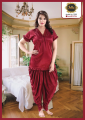 Silk Nighty Patiala 2-Pieces Short Length Half Sleeves Silk Nightwear. 